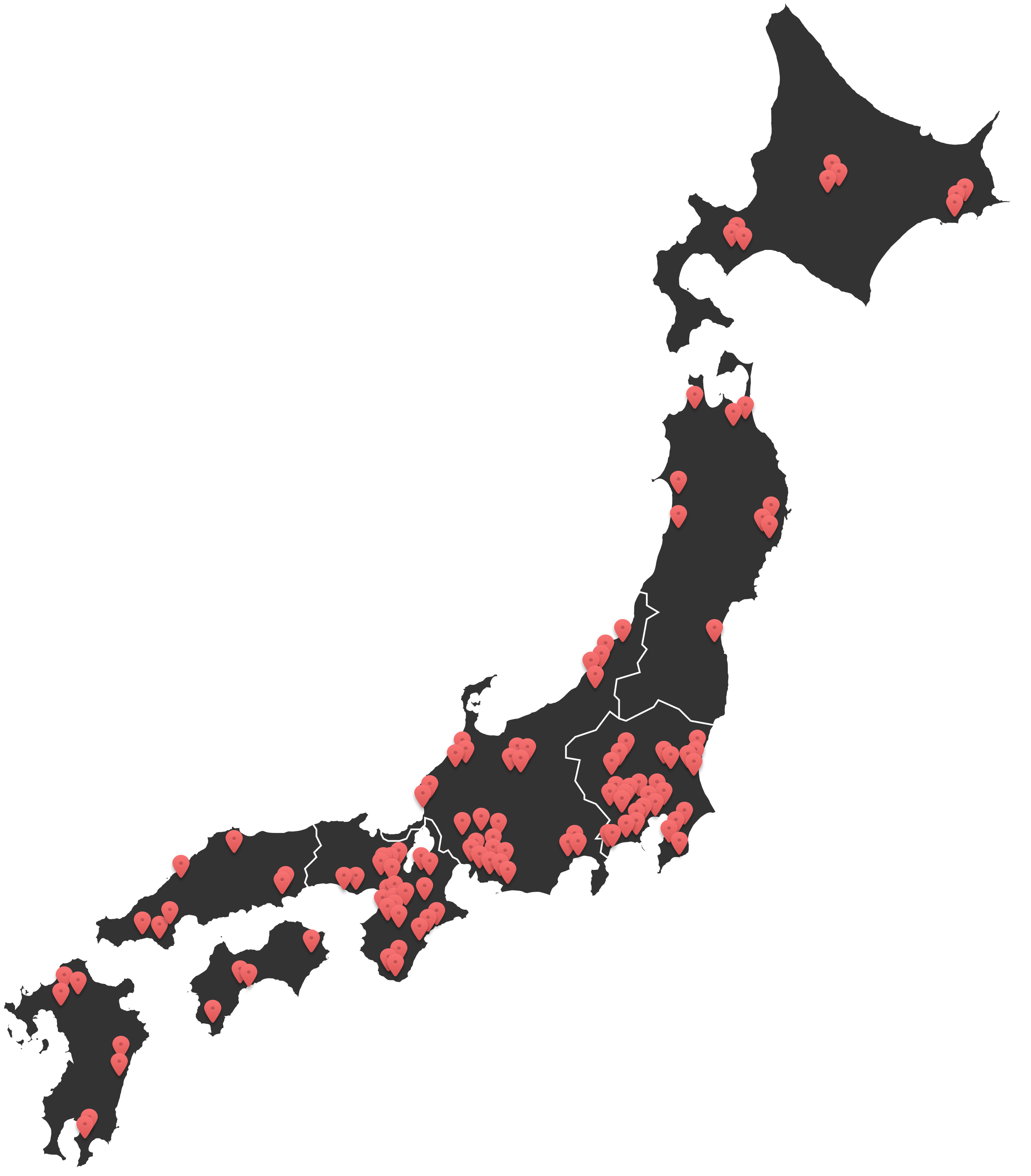 国内の実績地図